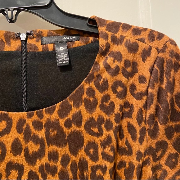 Aqua faux suede leopard print dress - Picture 3 of 4